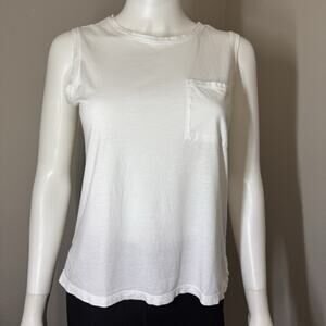 Joie Women’s White Cotton/Viscose Sleeveless Round Neck Top with Pouch - Size S